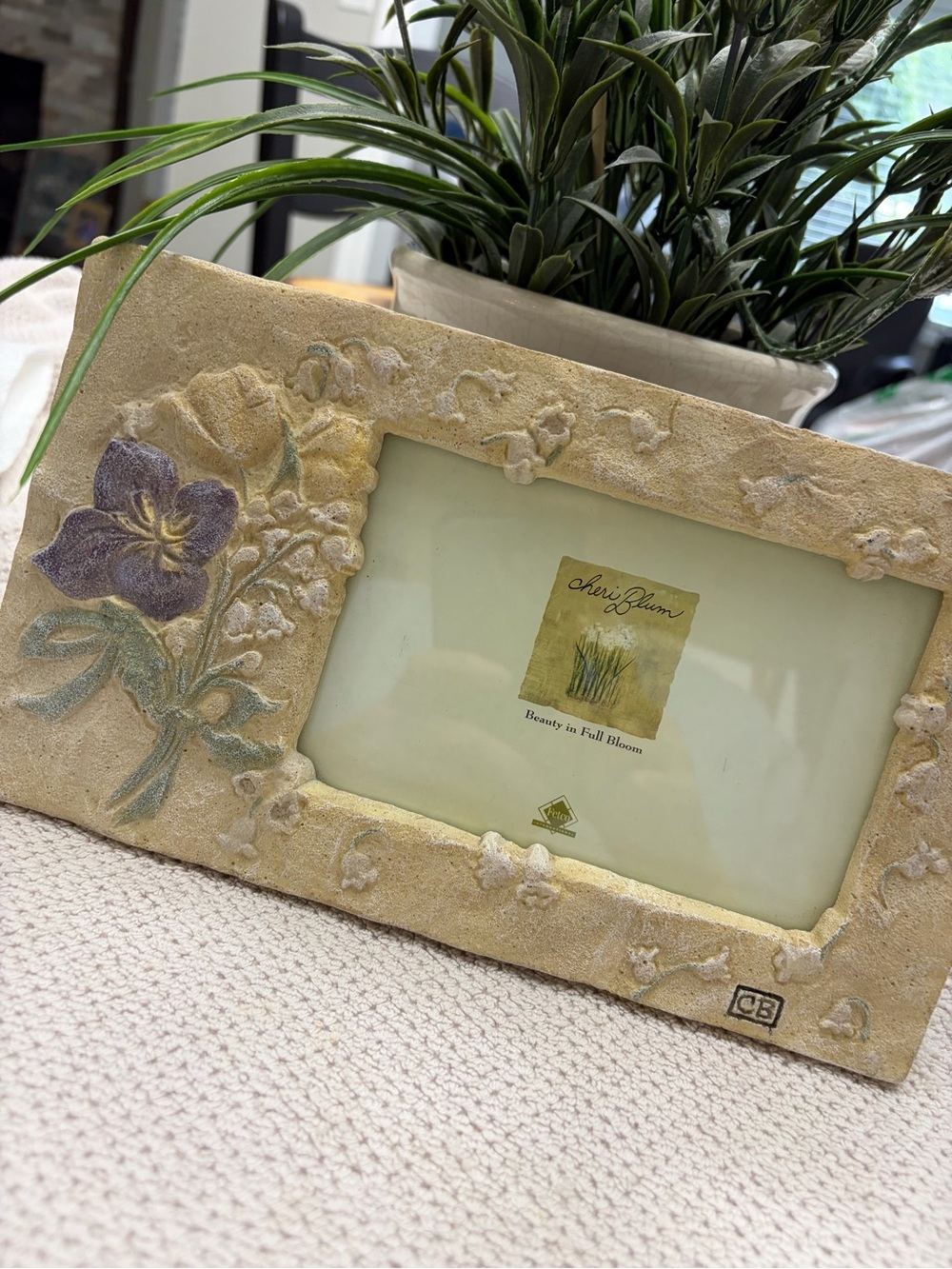 Fetco Cream Frame with Purple Floral Detail